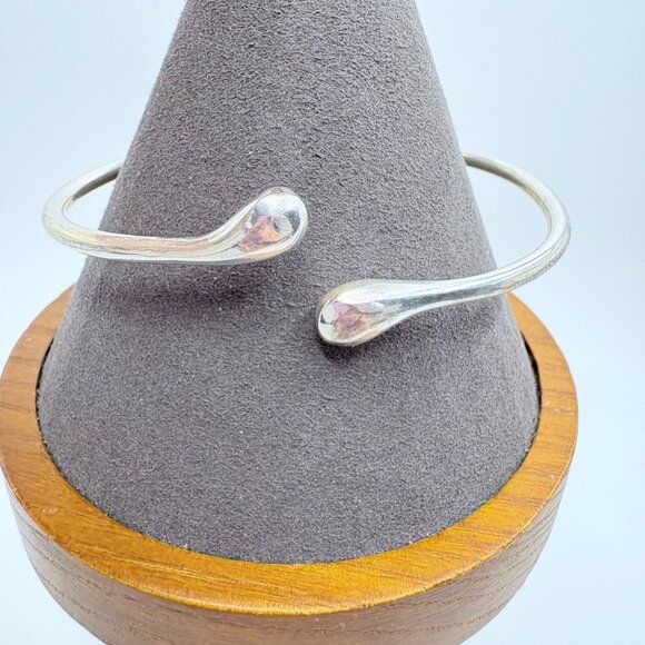 VTG Solid Sterling Silver 925 Teardrop Open Cuff Bracelet Size 7.5" Fit - Picture 2 of 10